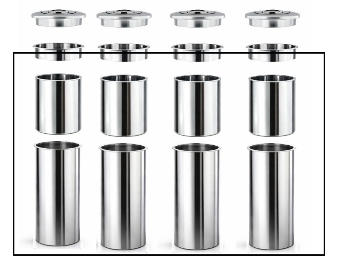 simulazione del banco a pozzetto per gelato con carapine inserite nei pozzetti refrigerati