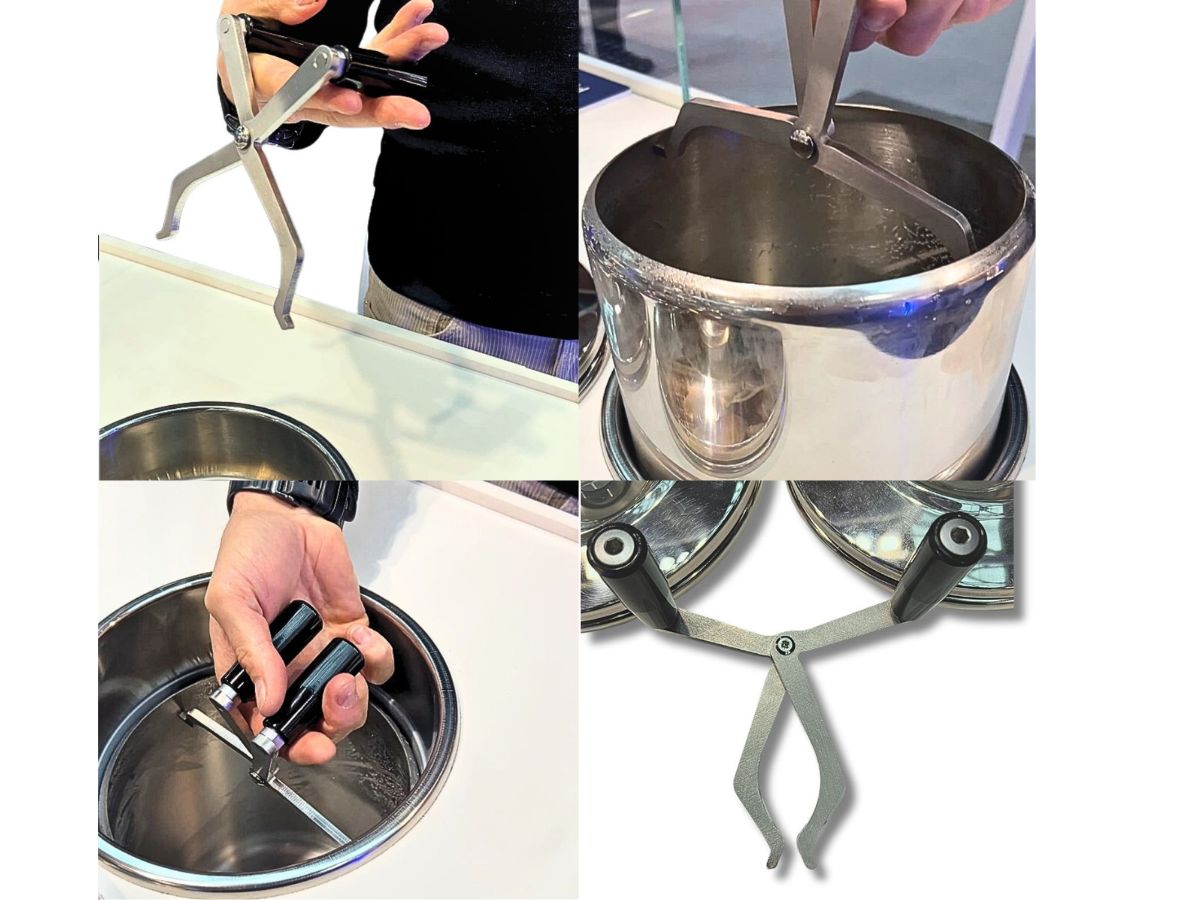 estrattore per carapina utilizzato per sollevare il contenitore dal banco a pozzetto