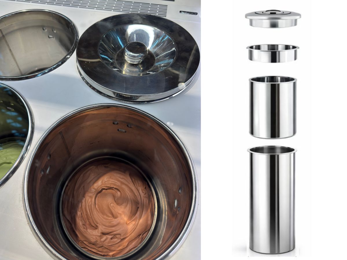 Gelato in carapina coperto nel banco a pozzetto